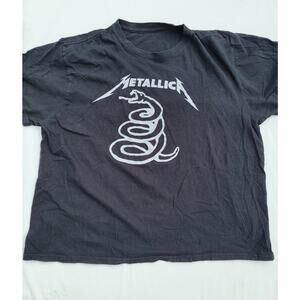 Metallica Graphic T-Shirt Size Large Metal Black Album Snake Band Rock Heavy